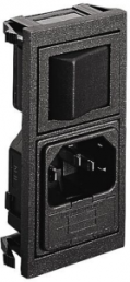 Plug C14, 3 pole, snap-in, plug-in connection, black, BZV01/Z0000/10