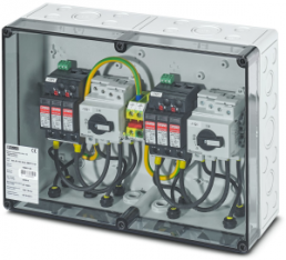 Switchgear combination, 1000 VDC for connection of 2x 1 string, (H x W x D) 254 x 361 x 111 mm, IP65, polycarbonate, gray, 1056071