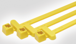 Cable tie with integrated RFID transponder, high frequency 13.56 MHz, polyamide, (L x W) 200 x 4.6 mm, bundle-Ø 1.5 to 50 mm, yellow, -25 to 85 °C