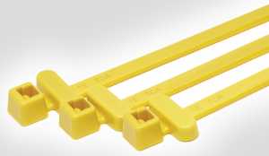 Cable tie with integrated RFID transponder, low frequency 125 kHz, polyamide, (L x W) 200 x 4.6 mm, bundle-Ø 1.5 to 50 mm, yellow, -40 to 85 °C