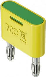 Short-circuit plug, 32 A, nickel-plated, green/yellow, 64.4012-20