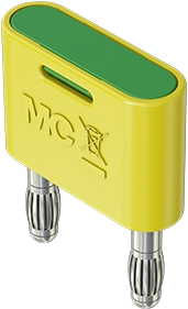 Short-circuit plug, 32 A, nickel-plated, green/yellow, 64.4012-20