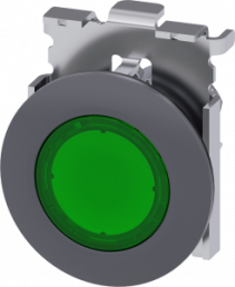 Indicator light, illuminable, groping, waistband round, green, mounting Ø 30.5 mm, 3SU1061-0JD40-0AA0