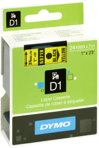 Labelling tape cartridge, 24 mm, tape yellow, font black, 7 m, S0720980