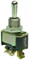 Toggle switch, metal, 1 pole, latching, On-Off-On, 6 A/250 VAC, silver-plated, 0815.0101