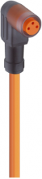 Sensor actuator cable, M8-cable socket, angled to open end, 3 pole, 2 m, PVC, orange, 4 A, 11306