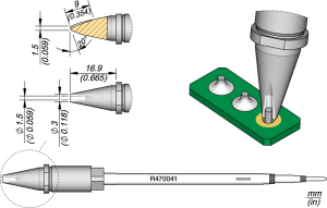 JBC soldering tip special, R470041/Ø 1.5 mm, pin soldering tip