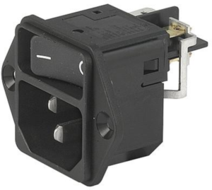 Combination element C14 or C18, 3 pole/2 pole, screw mounting, plug-in connection, black, DC11.0001.007