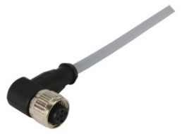 Sensor actuator cable, M12-cable socket, angled to open end, 3 pole, 1 m, PVC, gray, 21348700383010