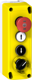 Enclosure for elevator inspection, 1 emergency stop/emergency off button, 2 pushbutton, 1 selector switch, 7 Form A (N/O) + 3 Form B (N/C), latching, XALFK4001