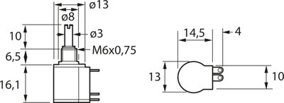 M-1303-103-10K OHM Nidec Copal Potentiometers Image 2