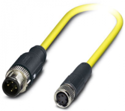 Sensor actuator cable, M12-cable plug, straight to M8-cable socket, straight, 4 pole, 1.5 m, PVC, yellow, 4 A, 1405993