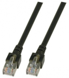 Patch cable, RJ45 plug, straight to RJ45 plug, straight, Cat 5e, SF/UTP, PVC, 1.5 m, black