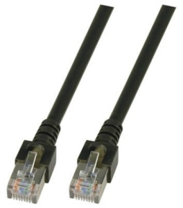 Patch cable, RJ45 plug, straight to RJ45 plug, straight, Cat 5e, SF/UTP, PVC, 0.5 m, black