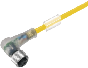 Sensor actuator cable, M12-cable socket, angled to open end, 3 pole, 3 m, PUR, yellow, 4 A, 1114880300