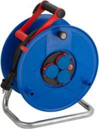 Cable reel, 3-way, 40 m, blue, 1233120