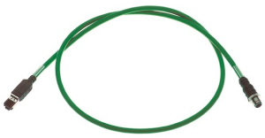Sensor actuator cable, RJ45-cable plug, straight to M12-cable plug, straight, 4 pole, 12.5 m, PUR, green, 09457005034
