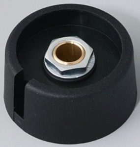 Rotary knob, 6.35 mm, plastic, black, Ø 31 mm, H 16 mm, A3031639