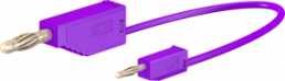 Measuring lead with (2 mm plug, spring-loaded, straight) to (4 mm plug, spring-loaded, straight), 150 mm, purple, PVC, 0.5 mm², CAT O