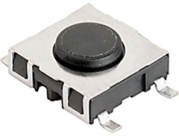 Short-stroke pushbutton, 1 Form A (N/O), 50 mA/30 VAC/42 VDC, unlit , actuator (black), 2.2 N, SMD