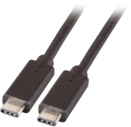 USB 3.2 connection cable, USB plug type C to USB plug type C, 1 m, black