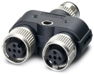 Adapter, 2 x M12 (5 pole, socket) to M12 (5 pole, plug), Y-shape, 1419920