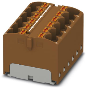 Distribution block, push-in connection, 0.2-6.0 mm², 12 pole, 32 A, 6 kV, brown, 3273822