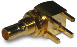 Mini SMB socket 75 Ω, solder connection, angled, 142184-75