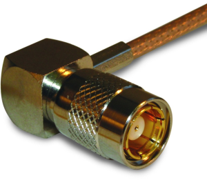 SMB plug 75 Ω, RG-161, RG-179, RG-187, Belden 9221, solder connection, angled, 142286