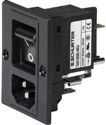 Combination element C14 or C18, 3 pole/2 pole, screw mounting, plug-in connection, black, 3-108-463