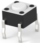 Short-stroke pushbutton, 1 Form A (N/O), 50 mA/24 VDC, unlit , actuator (black, L 0.7 mm), 1.56 N, THT