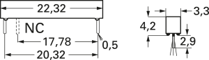Proximity switch, PCB mounting, 1 Form C (NO/NC), 10 W, 175 V (DC), 0.5 A, Detection range 20 mm, MK06-8-H
