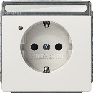 German schuko-style socket outlet with label field, white, 16 A/250 V, Germany, IP20, 5UB1854