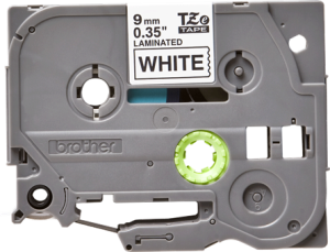 Labelling tape cartridge, 9 mm, tape white, font black, 8 m, TZE-221