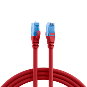 Patch cable, RJ45 plug, straight to RJ45 plug, straight, Cat 6A, U/UTP, LSZH, 1 m, red