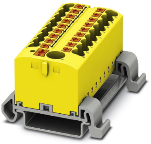 Distribution block, push-in connection, 0.14-4.0 mm², 19 pole, 24 A, 8 kV, yellow, 3273248