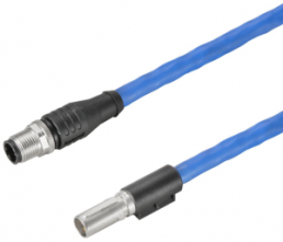 Sensor actuator cable, M12-cable plug, straight to M12-cable socket, straight, 4 pole, 1 m, Radox EM 104, blue, 4 A, 2503700100