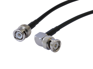 Coaxial Cable, BNC plug (straight) to BNC plug (angled), 50 Ω, RG-58C/U, grommet black, 3 m