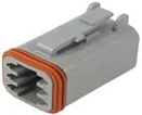 Connector, 6 pole, straight, 2 rows, gray, DT06-6S