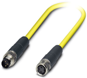 Sensor actuator cable, M8-cable plug, straight to M8-cable socket, straight, 3 pole, 0.5 m, PVC, yellow, 4 A, 1406043