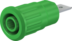 4 mm socket, flat plug connection, mounting Ø 12.2 mm, CAT III, CAT IV, green, 49.7073-25