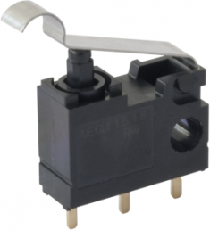 Ultraminiature snap-action switche, On-On, solder connection, roller hinge lever, 1.5 N, 0.1 A/30 VDC, IP40