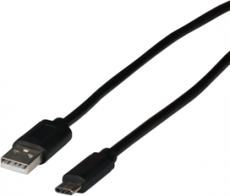 USB 2.0 connection cable, USB plug type C to USB plug type A, 3 m, black
