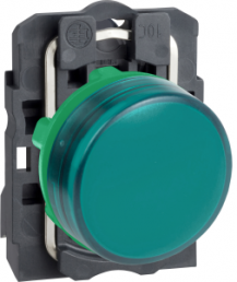 Signal light, illuminable, waistband round, green, front ring black, mounting Ø 22 mm, XB5AVB3