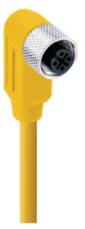 Sensor actuator cable, M12-cable socket, angled to open end, 4 pole, 10 m, PUR, yellow, 4 A, 15958
