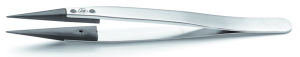 ESD plastic tweezers, uninsulated, antimagnetic, polyvinylidene fluoride, 130 mm, 259SVR.SA.1