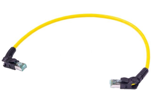 Patch cable, RJ45 plug, straight to RJ45 plug, straight, Cat 6A, S/FTP, LSZH, 0.3 m, yellow