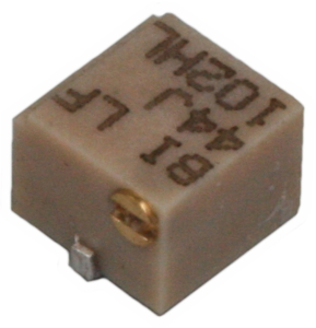 Cermet trimmer potentiometer, 9 turns, 1 kΩ, 0.25 W, SMD, lateral, 44JR1KLFTB