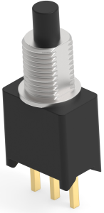 Switch, 1 pole, black, unlit , 0.4 A/20 VDC, mounting Ø 5 mm, 1825098-5