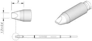 Soldering tip, Chisel shaped, Ø 0.4 mm, C210022
